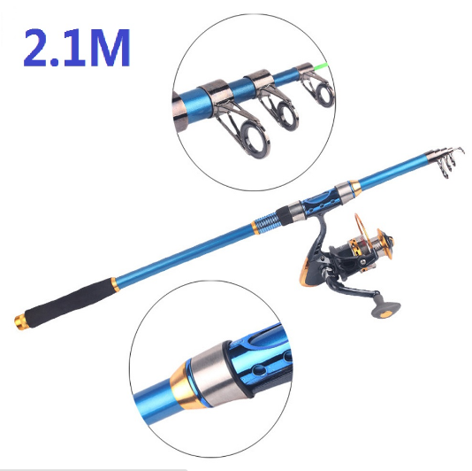 2.1M 6.89FT Telescopic Fishing Rod Tackle Travel Outdoor